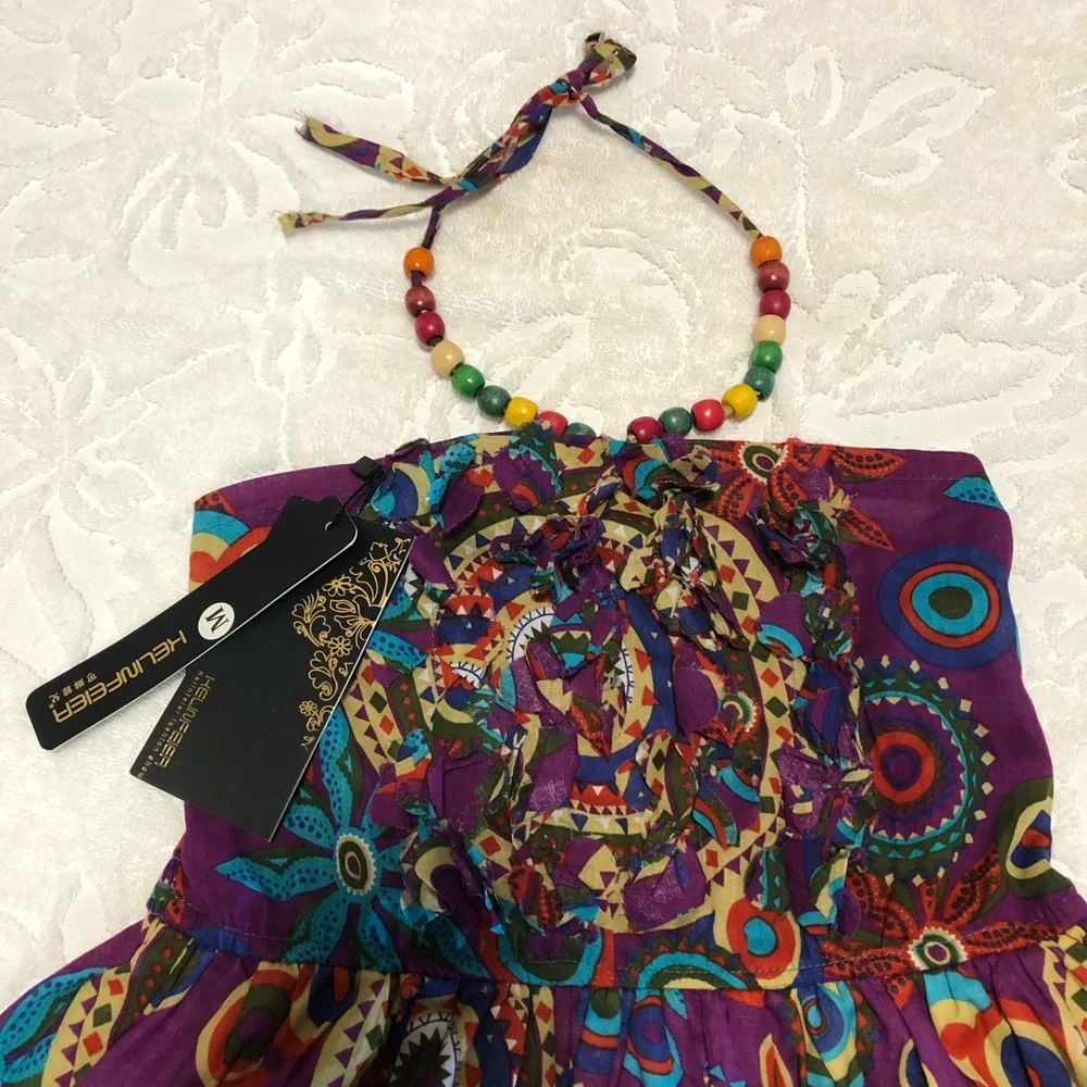 KELINFEIER N.W.T. Size Medium Multicolor Patterned‎ Dress.MIDI Stretchable Top.